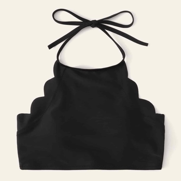 Scallop trim halter bikini top - Picture 1 of 5